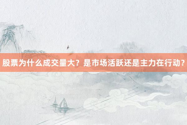 股票为什么成交量大？是市场活跃还是主力在行动？