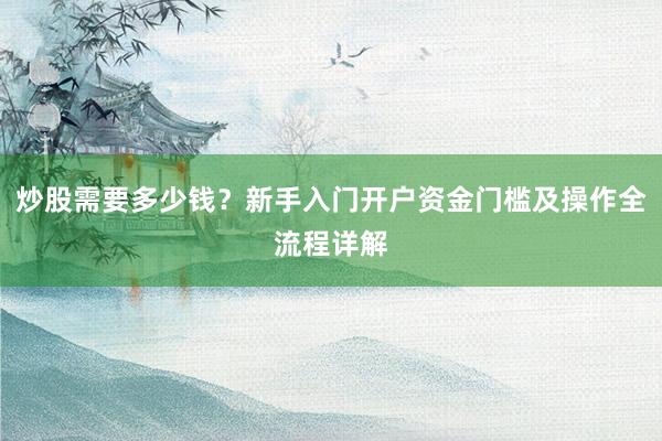 炒股需要多少钱？新手入门开户资金门槛及操作全流程详解